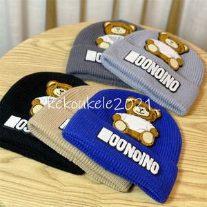 Kinderen Tiener Hoeden Winter Gebreide Warme Vrouwen Mannen Schedel Mutsen Casual Slouchy Hoed Gehaakte Beanie Hoed Vrouwelijke Schattige Beer cap Mode Brief