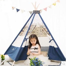 Kids Teepee Play Tent 100% algodón Canvas interior o exterior Playhouse kids play tent carpa de juguete LJ200923
