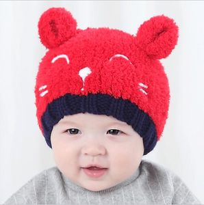 Enfants épais chaud chapeau d'hiver pour câble extensible doux tricoté bonnets chapeau Doug casquette fille Ski casquette petit ours oreille chapeaux