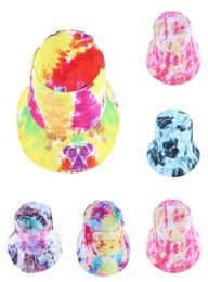 Kinderen Tie Dye Emmerhoed Kind Zomer Visser Vissen Caps Brede Rand Beanie Cap Dubbele Kanten Wastafel Hoeden Sport Strand Buiten zon 5628452