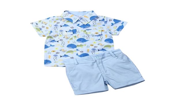 Kids Toddler Baby Boys Whale Shirt Tops Shorts Pantalons Pantalons Set Set SunSuit5838251