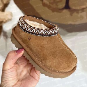 Tasman II-pantoffels voor kinderen Tazz-babyschoenen Kastanjebont Slippers Schapenvacht Shearling Klassiek Ultra Mini-laars Wintermuiltjes Instapper Wol Kleine grote meid