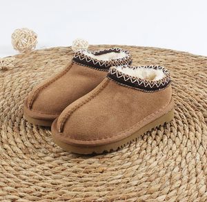 Enfants Tout-petits Tasman II Pantoufles Tazz Chaussures de bébé Chaussons en fourrure de châtaigne Peau de mouton Shearling Classique Ultra Mini Boot Mules d'hiver Slip-on Laine Little Big ik