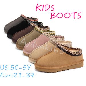 Pantoufles Tasman II pour enfants en bas âge, chaussures pour bébé Tazz, diapositives en fourrure Chesut, peau de mouton, peau de mouton, mini botte d'hiver classique pour enfants, taille US5C-5Y EUR21-37