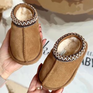 Pantoufles Tasman II pour enfants en bas âge Bottes pour bébé Tazz Claquettes en fourrure de châtaigne Peau de mouton Shearling Classique Ultra Mini Botte Hiver Mules à graines de moutarde Laine à enfiler Little Big