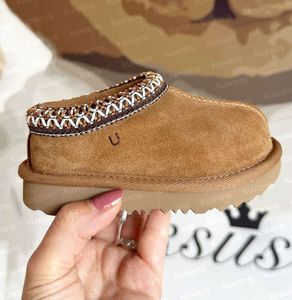 Pantoufles Tasman II pour enfants en bas âge Tazz Chaussures pour bébé Claquettes en fourrure de châtaigne Peau de mouton Shearling Classic Ultra Mini Boot Mules d'hiver à enfiler en laine Little Big002