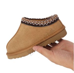 Tasman uggskid-pantoffels voor kinderen Tazz-babyschoenen Kastanjebont Slippers Schapenvacht Shearling Klassiek Ultra Mini-laars Wintermuiltjes Instapper Wol Little Big 9156ESS