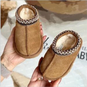 Kinderen peuter tazmans slippers tazz babyschoenen kastanje bontglaasjes schapenvacht shearling winter muildieren slip-on wol warme kleine grote katoenen laarzen