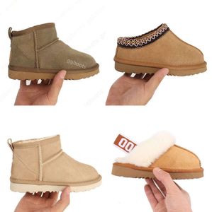 Kids Peuter uggskid Tasman Slippers Tazz Baby Schoenen Kastanje Bont Slippers Schapenvacht Shearling Classic Ultra Mini Boot Winter Muiltjes ug 612ESS