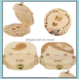 Kindertandbox Organisator Baby Save Milk Tands Wood Opslag voor jongensmeisje houten album aandenken souvenir kka2813 drop levering 2021 soldaksakes