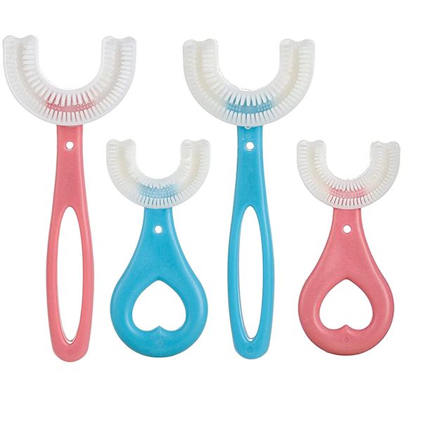 Brosse à dents en forme de U pour enfants, anneau de dentition à 360 degrés, brosse à dents en Silicone pour bébés, pour tout-petits