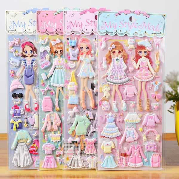 Autocollants pour enfants 1pcs beaux dessins animés filles 3d kawaii livre d'autocollant ordinateur portable s'autocollants