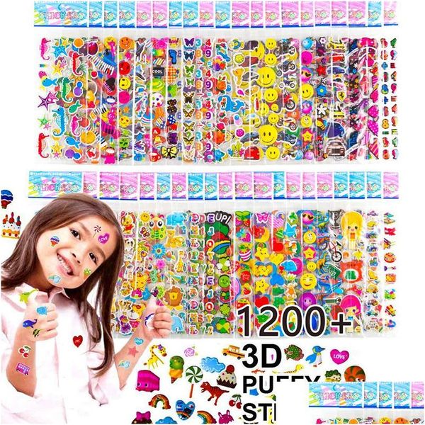 Autocollants de jouets pour enfants 40 20 feuilles différentes 3D Puffy Bk pour fille garçon cadeau d'anniversaire Scrapbooking enseignants animaux dessin animé 230816 Drop Deli Dhon9