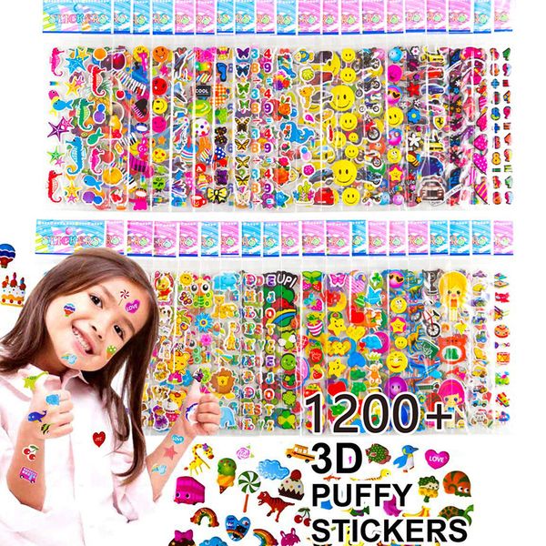 Enfants Jouet Autocollants 40 20 Différentes Feuilles 3D Puffy En Vrac pour Fille Garçon Cadeau D'anniversaire Scrapbooking Enseignants Animaux Dessin Animé 221125