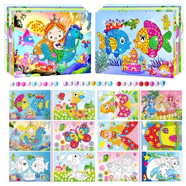 Pegatinas de juguete para niños 4 unids/lote pegatinas de diamantes DIY pintura de pasta de cristal hecha a mano mosaico rompecabezas juguetes para niños niños niñas pegatinas de doble cara 231122