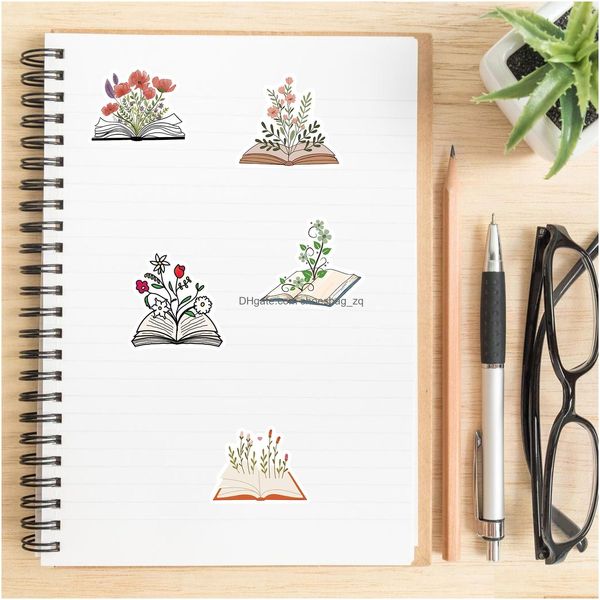 Autocollants pour enfants 50pcs dessin animé style mixte jolies fleurs et livre iti skateboard voiture moto sticker sticker sticker sticks drop deli dhmzz