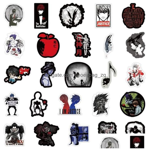 Autocollants pour enfants 50pcs Japonais Death Note Autocollant ITI Skateboard Car Moto-cycle décalouflé