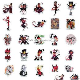 Pegatizas de juguete para niños 50 piezas/lote Alastor Hazbin El Sticker Helluva Boss Cuteo de la maleta Iti Guitar Corte impermeable Drop de entrega de juguetes Dh3im