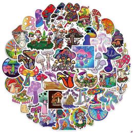 Autocollants pour enfants 50pcs Aesthésie psychédélique Champignon Decal Car Guitar Motorcycle Lage Cartoon ITI Sticker Drop Livrot à Dheid