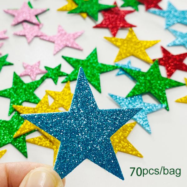 Lot de 70 autocollants pour jouets pour enfants 3D en mousse scintillante de couleur mélangée autocollants étoiles EVA auto-adhésifs Scrapbooking bricolage décoration de fête de maternelle jouets pour enfants 230608