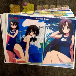 Enfants Jouet Autocollants 8 pcsset Anime School Days affiche Saionji Sekai Katsura Kotonoha Setsuna mur photos pour salon A3 Film affiches cadeau 230714