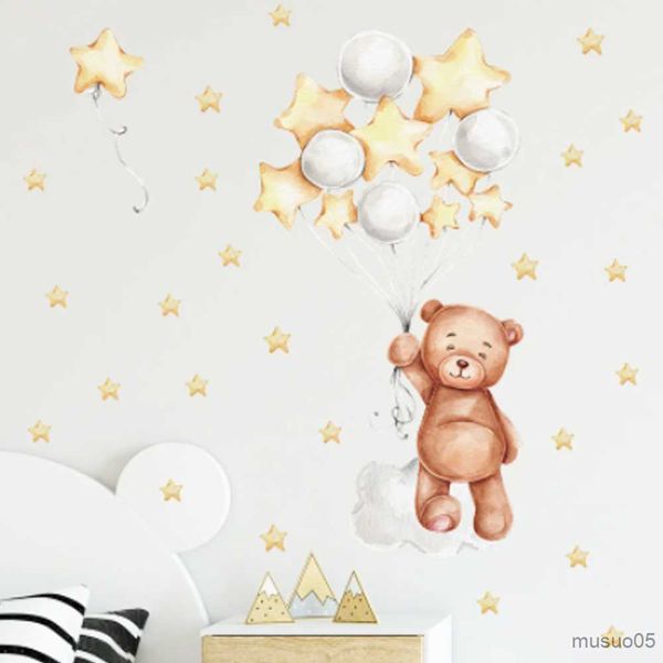 Autocollants de jouets pour enfants ours ballon étoiles dessin animé Stickers muraux enfant chambre d'enfant décoration de la maison papier peint salon chambre décalcomanies pépinière autocollant