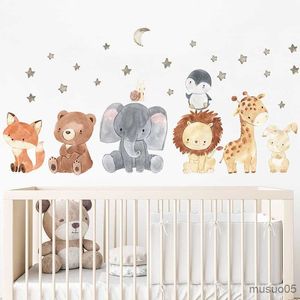 Kinderspeelgoedstickers Cartoon Dierstickers ELEPHANT LION GIRAFFE MURE MOUS Muurstickers voor kinderkamer slaapkamer baby kinderkamer kamer decor behang