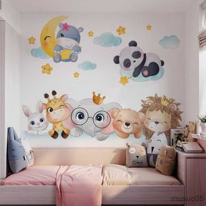 Enfants Jouets Autocollants Animaux de Bande Dessinée Stickers Muraux pour Enfants Chambres D'enfants Filles Garçons Chambre De Bébé Décoration Papier Peint Éléphant Panda Girafe