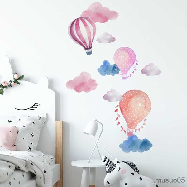 Pegatinas de juguete para niños Dibujos animados Globo de aire caliente Nube Etiqueta de la pared para habitaciones de niños Decoración Mural Dormitorio Decoración para el hogar Calcomanías Pegatinas de guardería Papel tapiz