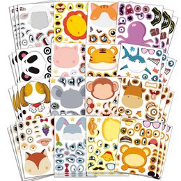 Kinderspeelgoedstickers kinderen DIY Puzzle Sticker grappig maken dierengezicht migsaw vroege educatie jongensmeisjes GILLEN Geschenkfeestje Gunst 230530