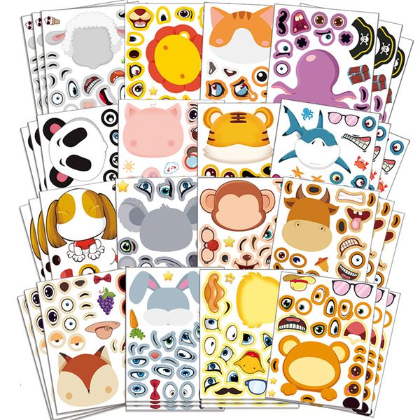 Enfants Jouet Autocollants Enfants DIY Puzzle Autocollant Drôle Make Animal Face Assembler Jigsaw Early Education Garçons Filles Cadeau Party Favor 230613