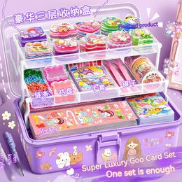 Kids Toy Stickers Childrens Guka Sticker Diy Set Childrens Girl Toys Handicrafts Handheld Material Tools Purple Box Sticker Student Stationery 230814