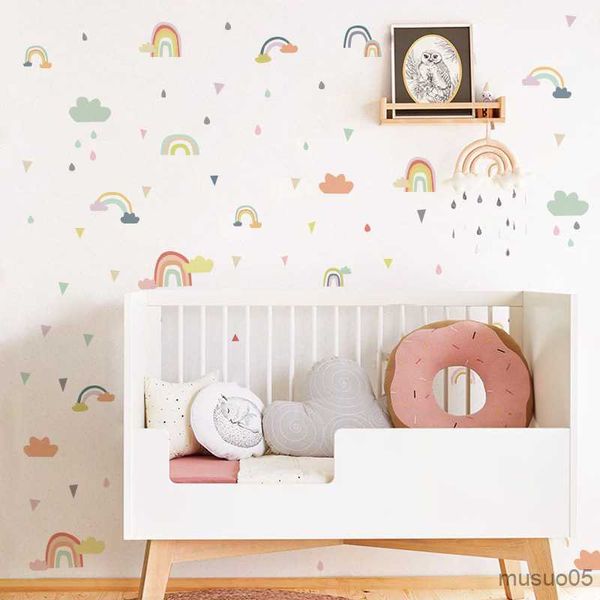 Autocollants de jouets pour enfants coloré arc-en-ciel nuage autocollant mural pour chambre d'enfants bébé pépinière chambre salon décoration filles enfants stickers muraux affiche