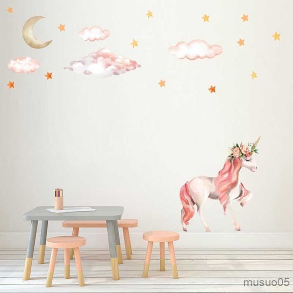 Pegatinas de juguete para niños pegatinas de pared mágicas animales coloridos caballo estrellas calcomanías de pared para niños niñas habitación póster papel tapiz decoración del hogar