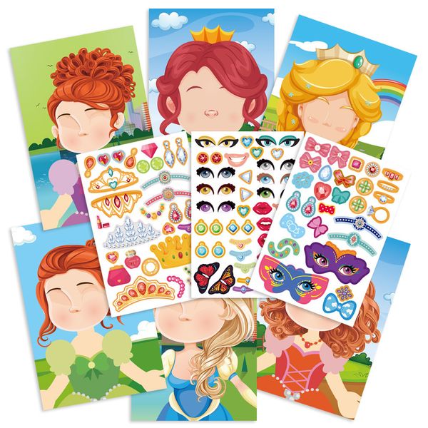 Enfants jouet autocollants faire un visage bricolage autocollant princesse habiller drôle tigre dinosaure Animal bricolage visage Puzzle éducation jouets pour 230714