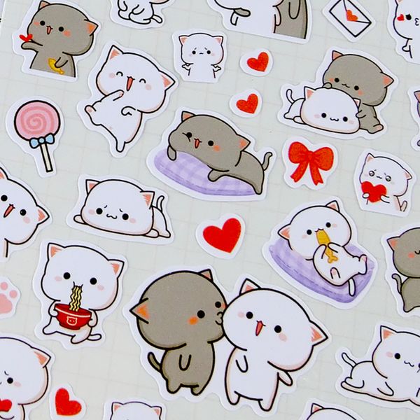 Pegatinas de juguete para niños Mitao Cat Stickers Cute Cats Animal Graffiti Calcomanías de dibujos animados Kids Toy Diy Diary Maleta Scrapbook Phone Laptop Bike Sticker 230625