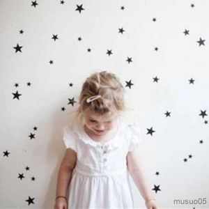 Autocollants de jouets pour enfants Date Hot Gold Black Slivers Étoiles blanches Imprimer Stickers muraux Kid Decal Art Nursery Chambre Décoration Environnementale