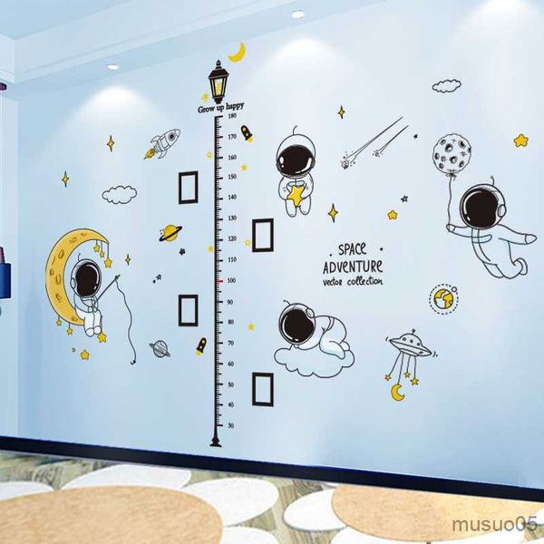 Autocollants jouets pour enfants astronautes de l'espace Stickers muraux bricolage hauteur Stickers muraux pour chambres d'enfants décoration de chambre de bébé