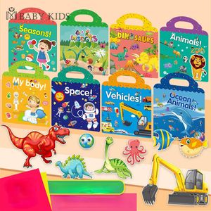 Kinderspeelgoedstickers herbruikbaar sticker Book Meerdere scenario's Cartoon Diy Puzzle Educatief cognitie Leerspeelgoed voor kind leeftijd 24 cadeau 230530