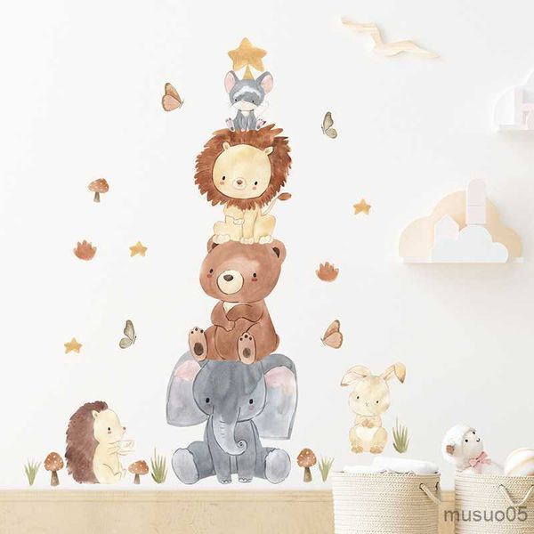 Pegatinas de juguete para niños, pegatinas de pared de animales apilables para habitación de niños, calcomanías de pared de dibujos animados, decoración de habitación para bebés, niñas y niños, murales, papel tapiz para dormitorio