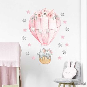 Speelgoedstickers voor kinderen aquarel roze hete luchtballonwandstickers voor baby kwekerij kamer decoratie muurstickers baby olifant woning decoratie