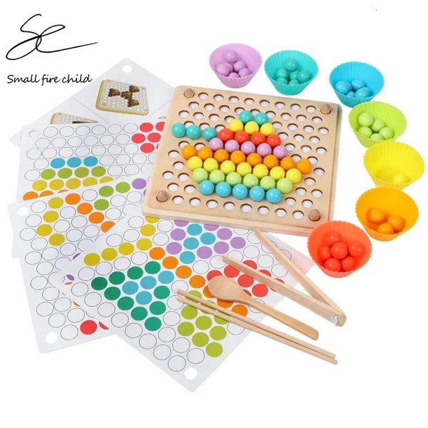 Toys pour enfants Montessori Handles en bois Brain Training Clip Perles Puzzle Board Game Math Game Baby Early Education for Children 240401