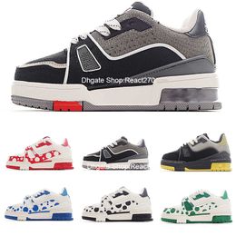 Entrenador para niños Zapatilla de deporte Diseñador Moda Intage Zapatos casuales Virgils Cocodrilo en relieve Negro Gris Amarillo Blanco Rojo Cuero de becerro Francés Ablohss Zapato clásico juvenil