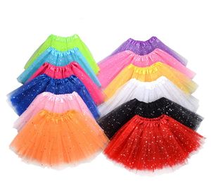 Kinderen tutu tule rokken pailletten pettiskirt baby dance ballet podium rokken mesh gaas half pompeus feest mini rok danswear kostuum jurkup fancy rokken bc703