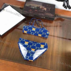 Kinderen Tweedeels zwempakprint Toddler Baby Meisjes Designer Zwemmen Swimwear Kleding Leuke Bikini Kinderen Baden Beachwear Fashionblue Bear