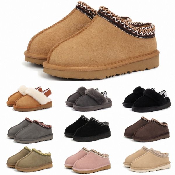 Enfants Ugglie Pantoufles Classique Tasman Plate-forme Australie Slides Bottes pour tout-petits Enfants Hiver Chaud Clog Fluffy Fourrure Chaussures Garçons Filles Jeunes Kid a5Gm #