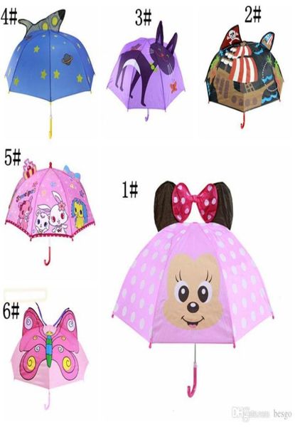 Parapluie pour enfants Animaux Imprimez en polyester Sunny Rainy Umbrella Lion Rabbit Cat suspendu à longue halane