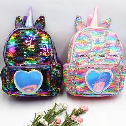 Kinderen Eenhoorn Pailletten Rugzak Grote Capaciteit Cartoon Student Tiener Schooltas Regenboog Zeemeermin Glitter Meisjes Schoudertassen Rugzak 5 Kleuren