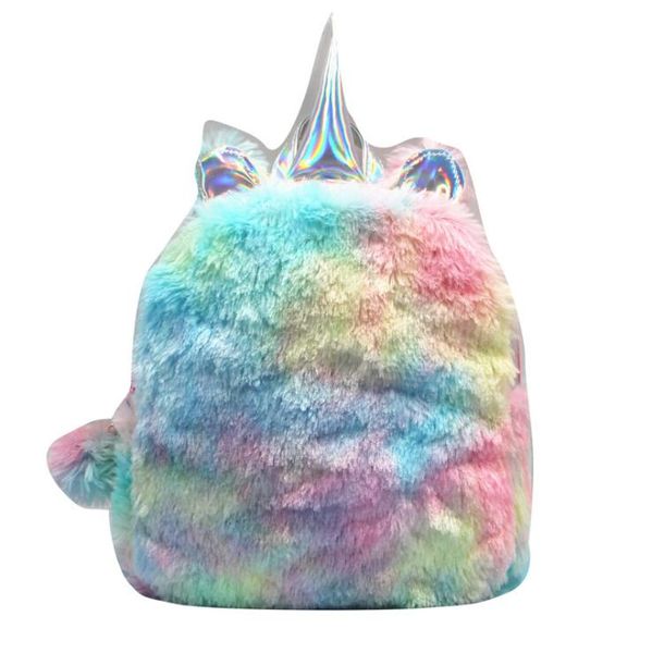 Enfants Licorne En Peluche Sac À Dos Fanny Pack Sac À Bandoulière Étudiant Adolescent Sac À Dos Double Couleur Laser filles Sacs D'école