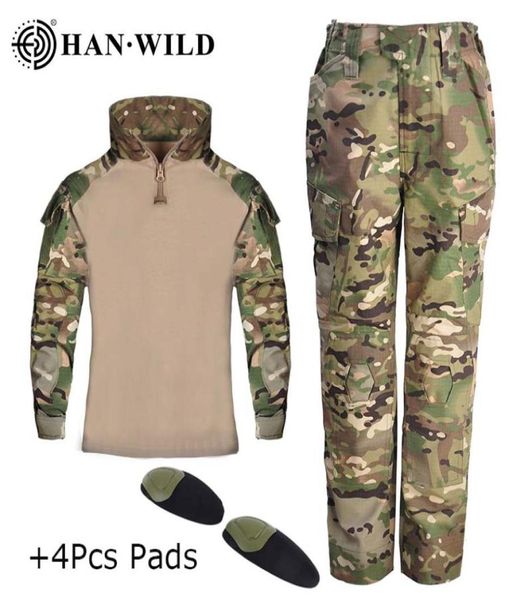 Niños Uniforme militar táctico del ejército de EE. UU. Airsoft Camuflaje Camisas probadas Pantalones de asalto rápido largos con pantalones y rodilleras 3971303